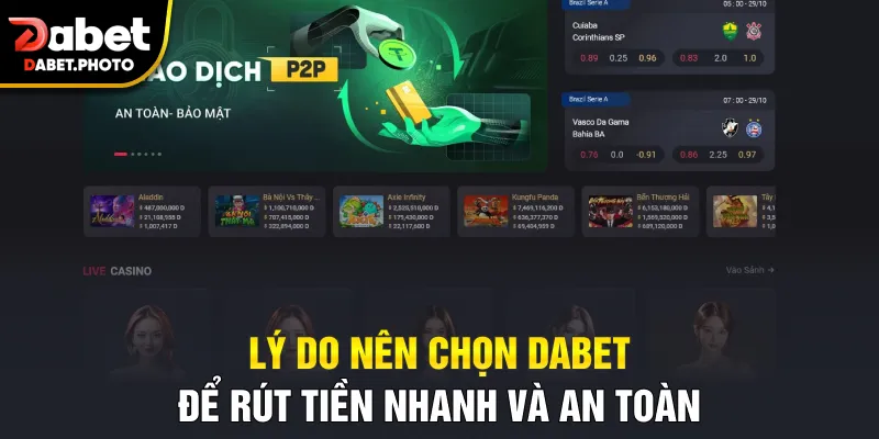 Lý do nên chọn Dabet để rút tiền nhanh và an toàn